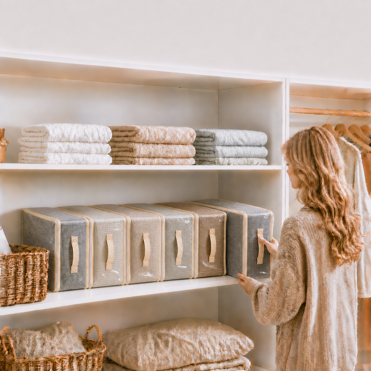 Thumbnail: Amazon listing lifestyle image showing organizers on a closet shelf